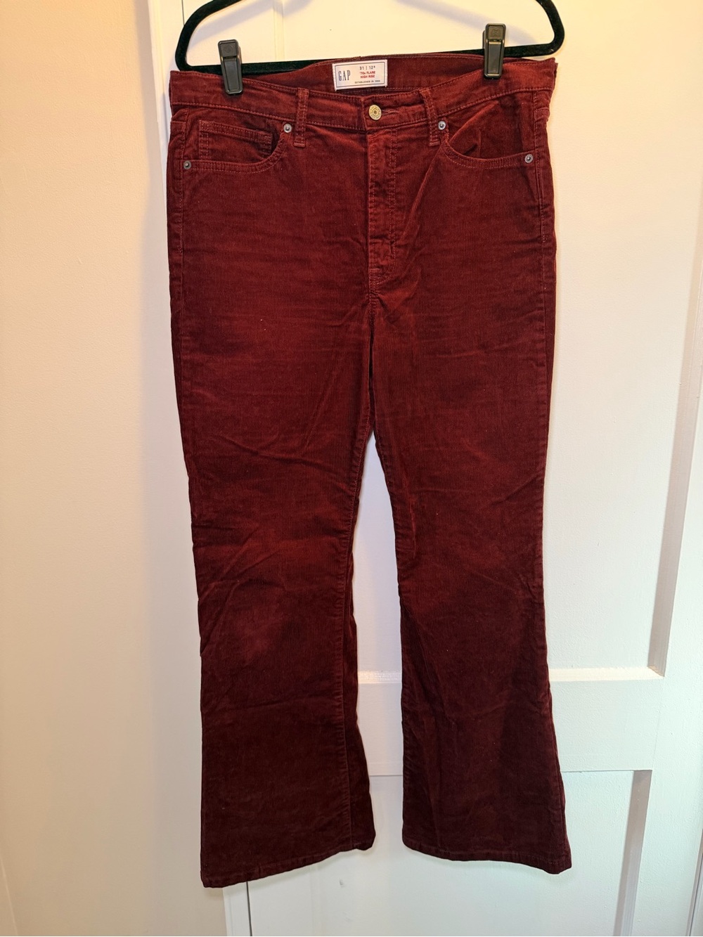 GAP Women's Corduroy Flare Jeans in Burgundy